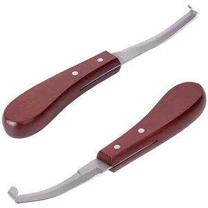 Couteau à sabots vétérinaire professionnel avec manche en bois pour chevaux, moutons, chèvres, couteau à sabots durable pour animaux, facile à utiliser - Product Image 1