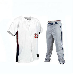 Ensemble de maillots de baseball personnalisés pour hommes, blanc et rouge, 34, imprimé par transfert thermique, polyester respirant, manches courtes, col en V, pantalon uniforme élastique - Product Image 2