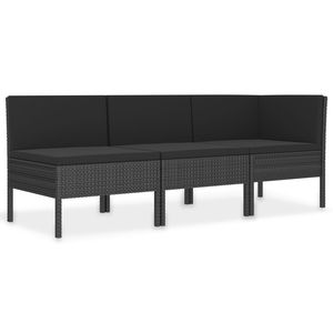 Set di Mobili da Esterno in Rattan PE Nero con Acciaio Verniciato a Polvere e Poliestere per Uso in Patio - Product Image 2