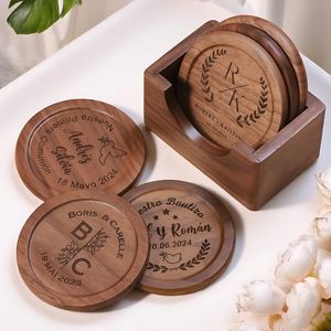 Contemporary Wooden Cup <b>Coaster</b> Set Offering Surface Protection And Attractive Home Styling - Product Image 4