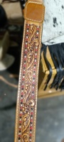 Sac à bandoulière en cuir de vachette occidental, à sangle unique, motif floral ciselé à la main, avec franges, style Rodeo Cowboy Bohème pour femme