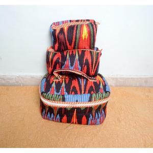 ชุดกระเป๋าเครื่องสำอางลายดอกไม้สีเหลืองพิมพ์ลายสกรีน 3 ชิ้น ยี่ห้อ Quince Life Cotton Quilted Casual รุ่น Heartbeat - Product Image 3