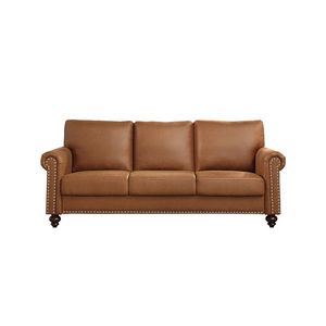 Divano Chesterfield in Pelle Leathaire con Braccioli Arrotondati e Angolari, Sezionale per Soggiorno, Elegante Rivestimento per Salotto - Product Image 3