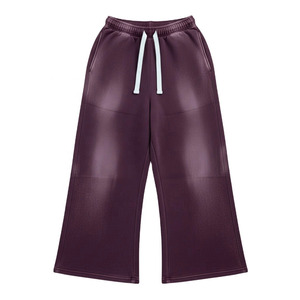 Pantalon décontracté pour homme à jambes larges, taille élastique, cordon de serrage, poches latérales, 100% coton respirant, jogging tricoté pour l'automne - Product Image 3