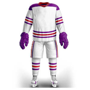 Ensemble de maillot de hockey sur glace pour hommes, blanc, bleu, vert, rayé, manches longues, sublimé, respirant, en maille, vêtements de sport d'hiver - Product Image 5
