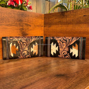 Portefeuille en cuir de vachette noir pour femmes pochette en cuir véritable de haute qualité grand portefeuille en cuir de vachette cadeaux pour Cowgirl - Product Image 4