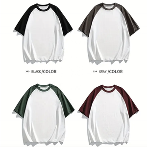 Vente en gros T-shirts surdimensionnés à manches raglan en coton pour hommes, style baseball et sport décontracté, logo personnalisé, vente en gros solide à col rond - Product Image 5