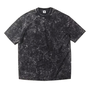 T-shirt pour homme personnalisé 100% coton tricoté délavé à l'acide, coupe ample, manches courtes, col rond, motif vintage imprimé, été, coupe classique - Product Image 1