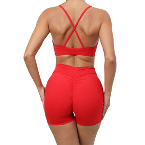 Ensemble de sport pour femme : Tenue de yoga, pantalon de cyclisme découpé, soutien-gorge de course, survêtement élastique en polyester/nylon - Product Image 3