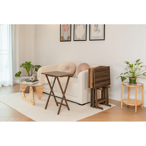 XL Oversized <b>Folding</b> Tray <b>Table</b> Set of 4 with Rack Rustic Espresso Dining <b>Tables</b> - Product Image 4