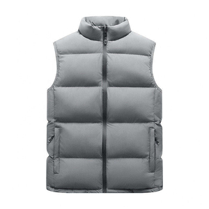 Veste matelassée personnalisée pour homme, col montant, fermeture éclair, demi-manches, logo personnalisé, hiver - Product Image 2