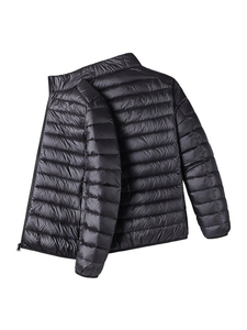 Veste matelassée pour homme, couleur vert olive, col montant, fermeture éclair, coupe-vent, rembourrage en polyester, manteau d'hiver décontracté - Product Image 2