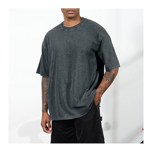 Customized Loose Fit Mens <b>Acid</b> Washed Oversized <b>Drop</b> Shoulder 100% Cotton Quick Dry T-Shirts - Product Image 5