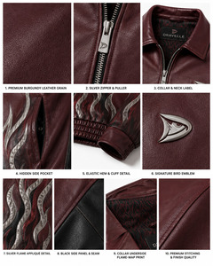 Premium <b>Men</b> Genuine <b>Leather</b> Motorcycle <b>Jacket</b> Custom Biker Coat OEM ODM Wholesale Supplier - Product Image 4