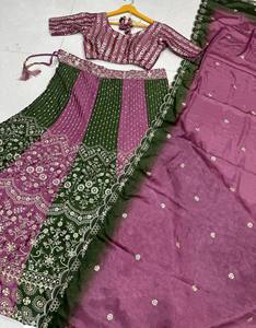 Latest Women Wear Chinon <b>Material</b> <b>Sequins</b> Embroidery Work Heavy Lehenga Choli with Chinon Silk Dupatta Set for Wedding Wear - Product Image 4