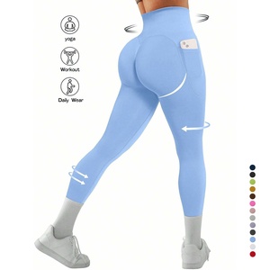 Leggings de Yoga Casuales de Cintura Alta para Mujer, Tejidos, con Bolsillo, Diseño Sólido, Ecológicos, de Secado Rápido y Transpirables, para Entrenamiento y Gimnasio - Product Image 1