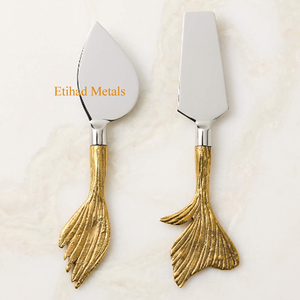 Premium Starlight <b>Cake</b> <b>Servers</b> Set of 2 Set Starlight <b>Cake</b> <b>Servers</b> White Brass handle Premium Gold Dessert <b>Server</b> Set of 2 - Product Image 5