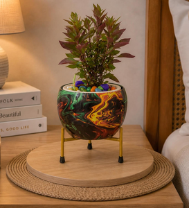 Pot de fleurs en métal artisanal Pitalnagi Meenakari, décoratif et artistique, pour plantes d'intérieur et d'extérieur, maison et jardin - Product Image 5