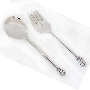 Juego de servir de acero inoxidable pulido plateado Juego de servir de acero inoxidable con diseño martillado de lágrima clásica Cuchara Tenedor y cuchillo - Product Image 4