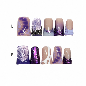 Vernis à Ongles Acrylique Lavande Violet Profond Raisin Violet Nude Beige Champagne Or Futurecore Ultraviolet Baiser Design Doigt - Product Image 1