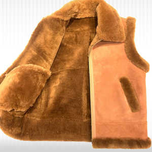 Gilet en daim marron pour homme avec doublure en peau de mouton - Product Image 3