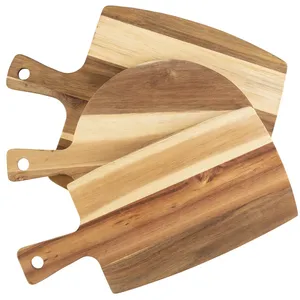 Planche à découper ronde en bois artisanale avec support pour couteau, écologique, compatible lave-vaisselle, pièce unique pour la cuisine - Product Image 1