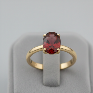 แหวนดีไซน์เก๋รูปไข่ประดับพลอยโกเมน ไซส์ US 6 เงินแท้ 925 ชุบทอง 18K เหมาะสำหรับงานแต่งงานและงานเลี้ยง ราคาขายส่ง - Product Image 3