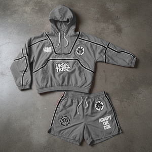 Factory Custom Zipper Nylon Jackets and Nylon Shorts Set Two Piece Lightweight Casual Jogging Suit Windbreaker Tracksuit - Product Image 6