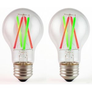 Lampadina LED A19 Decorativa E26 Base Media, Equivalente a 60W, 3 Temperature di Colore (Rosso Verde) con Vetro Trasparente, 3CCT 6W - Product Image 1