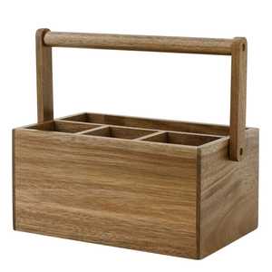 Black Wooden Cutlery Holder 3 Compartment Kitchen Utensil Organizer Spoon Fork Knife <b>Storage</b> <b>Tabletop</b> Flatware Caddy - Product Image 4