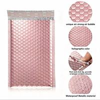 Enveloppe à bulles métallisée coextrudée en gros d'usine, sac à bulles écologique taille personnalisée or rose pour pots cosmétiques, perruques et bijoux