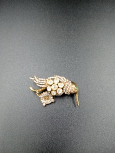 brooch in polki stone with <b>gold</b> plated and bird shape for Indian wedding handmade brooch for men American Diamond brooch for men - Product Image 4