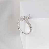 Bague Toi Moi en Moissanite Scintillante Coupe Marquise pour Femme, en Argent 925 Original, Cadeau de Promesse pour Amoureux