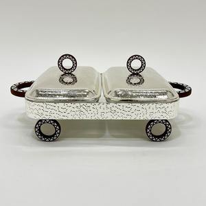 ถาดอุ่นอาหารทรงสี่เหลี่ยมแบบสองชั้นพร้อมฝาแก้วและฐานล้อตกแต่งสำหรับบุฟเฟ่ต์สมัยใหม่ - Product Image 6