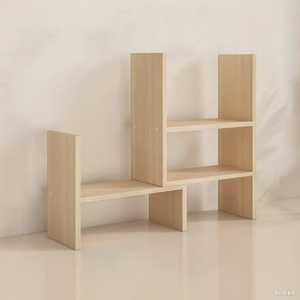 Étagère de bureau en bois de pin naturel à 3 niveaux, petite bibliothèque de table, organisateur de rangement minimaliste, support de livres pour bureau d'étude - Product Image 4