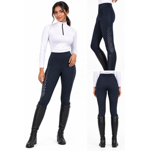 Leggings d'équitation pour femmes Horsekraft de haute qualité, nylon, élasthanne, grip en silicone, noir, respirant, équipement d'équitation - Product Image 1