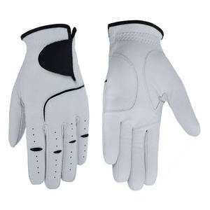 <b>High</b> Quality Professional <b>White</b> Cabretta <b>Leather</b> Golf Gloves Men with Perforated Fingers Anti-Slip Grip Custom Logo and Size - Product Image 1