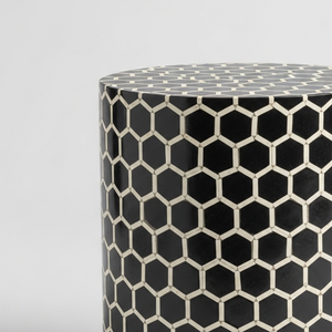 Mesa Auxiliar Industrial de Tambor con Incrustaciones de Hueso de Color Personalizado al por Mayor, Taburete de Acento Hecho a Mano con Patrón Hexagonal para Entrada, Escuela, Apartamento - Product Image 5