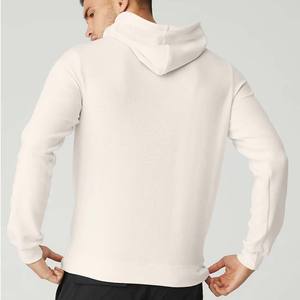 Sweat-shirt à capuche confortable en molleton épais, logo personnalisé, demi-blanc, poches kangourou, 100% coton, hiver - Product Image 5