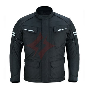 Chaqueta de Motocicleta Impermeable de Alta Calidad para Hombre, para Todas las Temporadas, con Armadura Protectora Extraíble, Color Negro Completo, Estilo Repartidor - Product Image 1