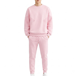 Mens Crew Neck Tracksuit Plain Blank Custom Printing Clothing Mens Crew Neck Tracksuit Brushed Fleece Winter Sportswear <b>Set</b> - Product Image 4