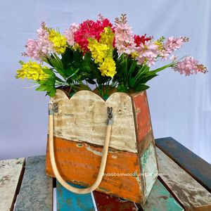 Macetas / Bolsas para Flores de Madera de Barco Reciclada, Color Original, para Decoración de Jardín, Hogar y Exteriores, Macetero Awan de Ratán/Mendong Mediano - Product Image 3