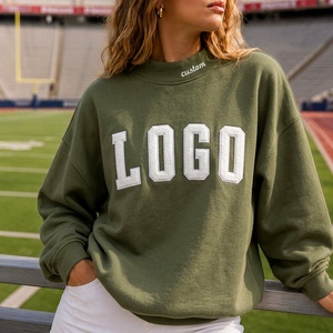 Sudadera Vintage de Talla Grande para Mujer, 100% Algodón, Cuello Alto, Logotipo Personalizado con Parche, Bordado en el Cuello, Estilo Pullover - Product Image 5
