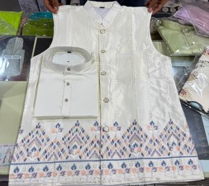 ผู้ชายคุณภาพสูงพระพิฆเนศพิมพ์ชุดนอน Kurta เสื้อผ้าชาติพันธุ์แฟชั่นชุดนอน Kurta จากผู้ผลิตอินเดียพรรคสวมใส่สาเหตุ - Product Image 3