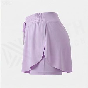 Short asymétrique à cordon de serrage pour femmes, taille élastique, en mousseline de soie, vêtements d'été décontractés - Product Image 3
