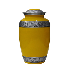 Urnes funéraires en aluminium pour adultes avec gravure, finition en étain et couleur jaune, fournitures funéraires en métal pour cendres humaines - Product Image 2