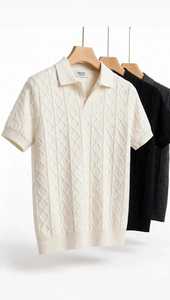 ONETEN APPARELS Camisas de Golf Blancas de Punto para Hombre, Manga Corta, Sólidas, Casuales Elegantes, Transpirables, de Poliéster, de Secado Rápido, Corte Regular - Product Image 4
