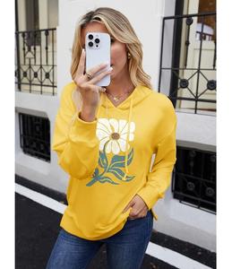 Sudadera con Capucha Personalizable para Mujer, 100% Algodón, Manga Larga, Cuello Caído, Estampada, Cómoda, para Invierno, Servicio OEM - Product Image 6