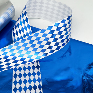 Cinta de Resina de Transferencia Térmica Azul Metálico Brillante de Tamaño Personalizado con Logotipo DIY, Compatible con Impresora de Etiquetas, para Festivales de Lujo, 110*300 - Product Image 1