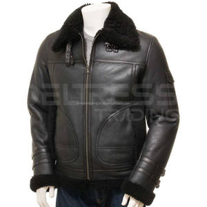 Men's Latest <b>Shearling</b> <b>Bomber</b> <b>Jacket</b> with Customized Logo High Quality Casual Winter Biker Auto Racing Wear Prices - Product Image 2